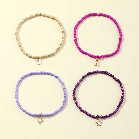 Multi color ankle bracelet set - Picture 3 of 5